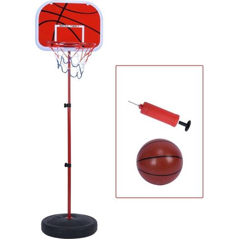 Ensemble de panier de basket-ball réglable en hauteur, panneau arrière robuste et panier de basket-ball avec système de filet, assemblage facile et conception stable, adapté au jeu en intérieur et en (1/5)