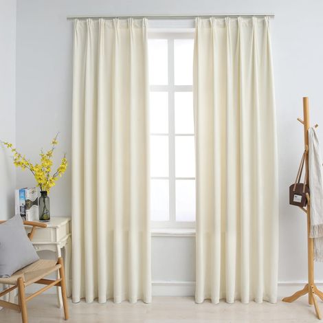 Lot de 2 Rideaux occultants,Décoration Chambre Fenêtre,Rideau Thermique Isolant avec crochets Velours Crème 140x245 cm GDSVW25827 (1/5)