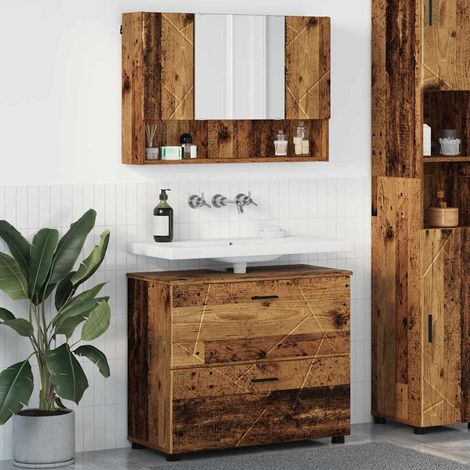 vidaXL Juego de muebles de baño con cajón 2 pcs Madera Vieja (1/5)