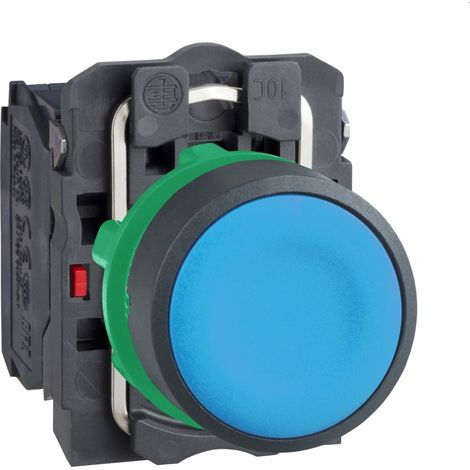 Harmony XB5 - bouton poussoir impulsion - Ø22 - bleu - 1O+1F - vis étrier (1/3)