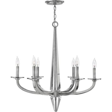 Lampadario Industrial Nordico Ascher Acciaio Nichel Lucido Cristallo 6 Luci E14 (1/5)