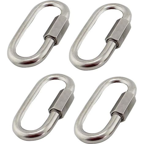 Lot de 4 M6/0.24" Maillon Rapide en Acier Inoxydable 304, Mousqueton INOX à Vis Ovale en Forme de D Très Résistants pour Extérieur/Intérieur,Camping et Randonnée (1/5)