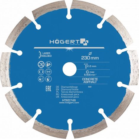 Disque à tronçonner diamanté Hogert HT6D746 230 mm