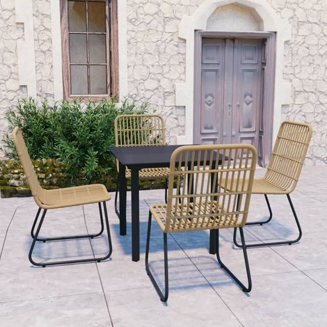 5-tlg. Garten-Essgruppe Poly Rattan und Glas (1/5)