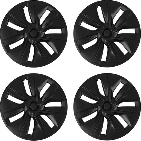 4 Jantes Enjoliveurs 19 Pouces Antidérapants Noirs Mat pour Tesla Model Y 2020-2023, Couvre-Roues Résistants et Élégants (1/5)