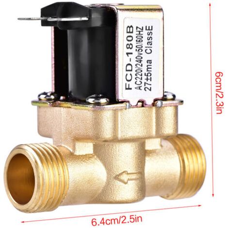 NALOOKAMIC  Électrovanne Magnétique électrique en Laiton Normalement Fermée de 1/2 Pouce AC 220 V pour le Contrôle de l'eau - Électrovanne Magnétique 220 V
