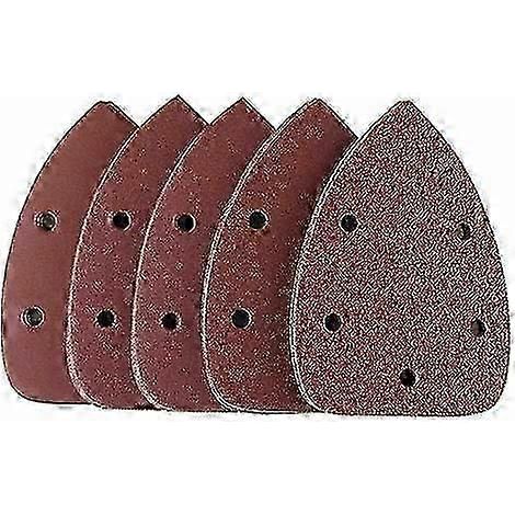 50 feuilles abrasives pour ponceuse triangulaire Black & Decker - Papier de verre 5 trous 90 x 140 mm - 10 feuilles de chaque grain (40/60/80/120/240) - Lot de 50 (1/5)