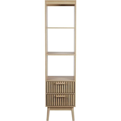 The Home Deco Factory – Colonne de salle de bain 160cm – 2 tiroirs – Rangement élégant – 3 espaces de rangement – Finition marron (1/5)