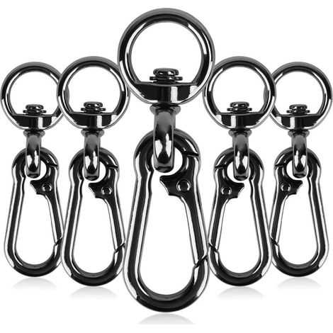 XEPHO 6pcs Mousqueton Pivotant, 360°Mousqueton Laisse Chien avec Porte Clé, Métal Pivotant Keychain pour Alpinisme , pêche, extérieur, Porte-clés