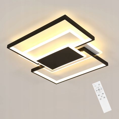 Goeco Plafoniera LED Moderna e Minimalista 50x50 cm – Nero e Bianco – Dimmerabile con Telecomando 54W 220V (1/5)