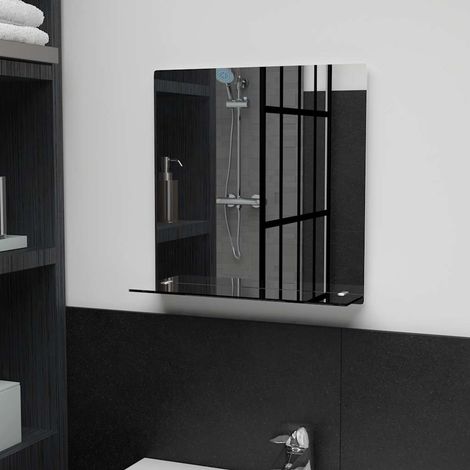Miroir mural avec étagère, 40 x 40 cm, verre trempé (1/5)