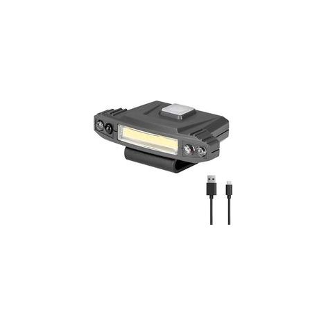 Lampe frontale LED rechargeable à clipser sur une casquette, lampe torche COB mains libres avec lumière blanche, lumière verte et détecteur (1/5)
