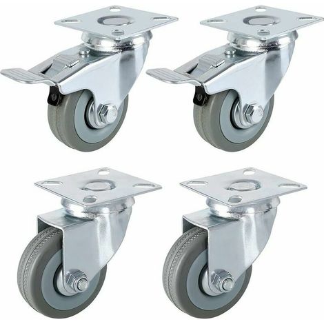 Green Mobility-4 PCS Roulettes Transports 50MM, 2 PCS Roulettes pivotantes,2PCS Roulettes avec Frein en Caoutchouc (1/5)
