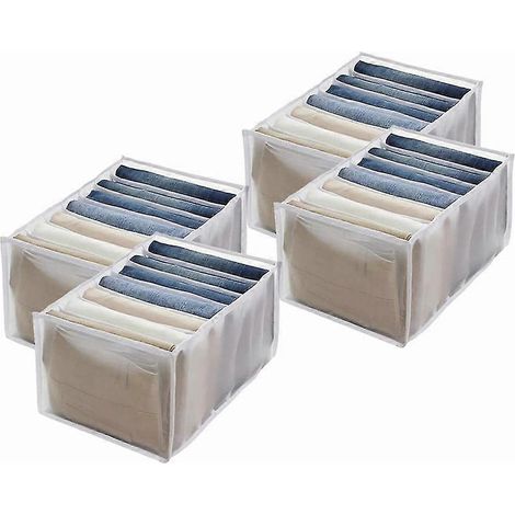 4pcs Dress Storage Organiser, Jeans Compartiment Boîte de rangement Placard, Tiroir pliable Vêtements Orga (1/3)