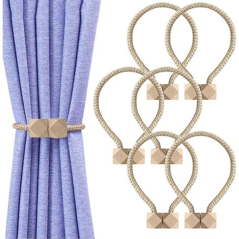 Lot de 6 attaches de rideaux, clips et attaches décoratifs pour rideaux, beige (1/5)