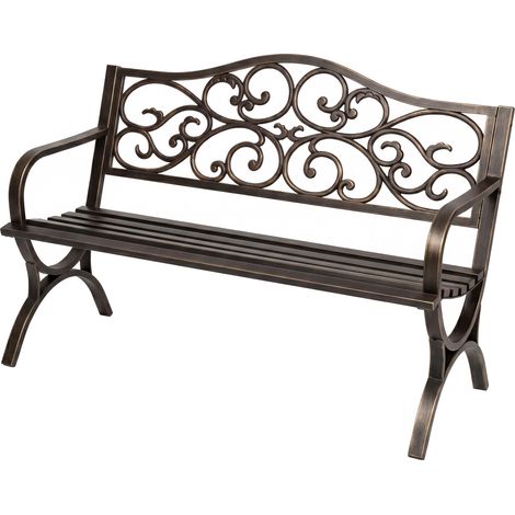 Levede Garden Bench,Outdoor Bench,300kg Metal,Floral Pattern Bronze (1/5)