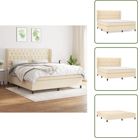 Boxspringbett mit Matratze Creme 160x200 cm Stoff - Boxspringbett - Betten - Schlafräume - Cremefarbenes Bett - Doppelbett (1/5)