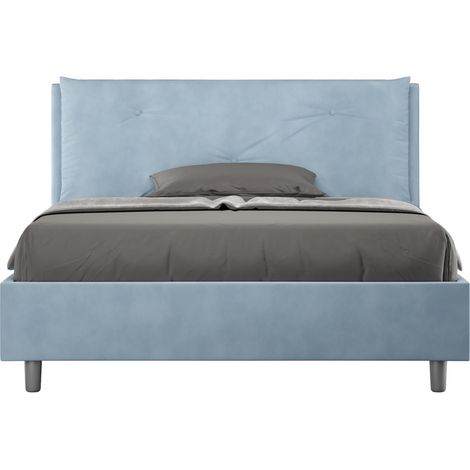 Letto alla Francese rivestito in Microfibra - APPIA - Tipologia Letto: Con Rete e Contenitore - Colore: Azzurro - Dimensione Rete: 140x200
