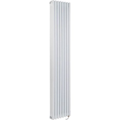 Milano Windsor White 1800mm x 380mm Cast Iron Style Vertical Triple Column Electric Radiator with Touchscreen Wi-Fi Thermostat - Chrome Cable Cover (1/5)