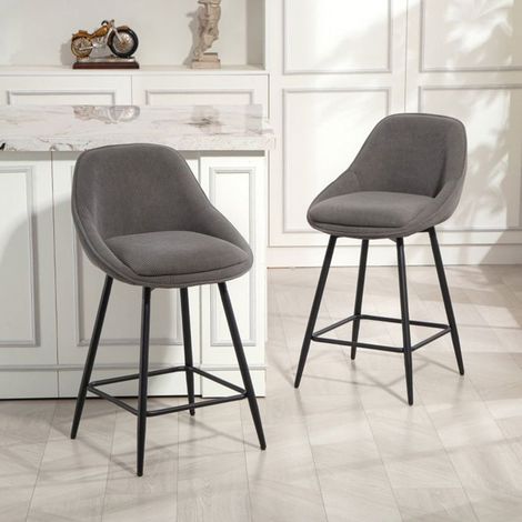 Chaise 2 pièces revêtement en cordon pieds en acier chaises rembourrées gris (1/5)