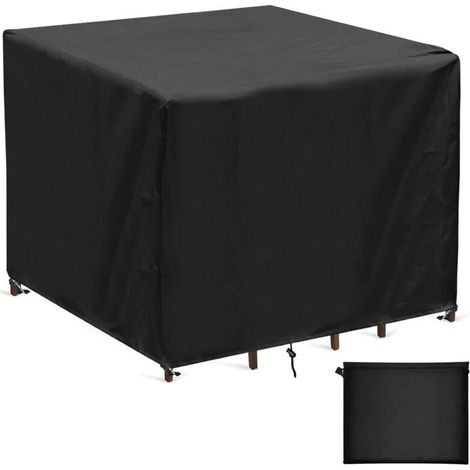Housses Table de Jardin, 420D Oxford Carre Housse Salon de Jardin Imperméable, Résistance au Vent, Bache Protection Carre Table Jardin Exterieur,90x90x90cm (1/4)