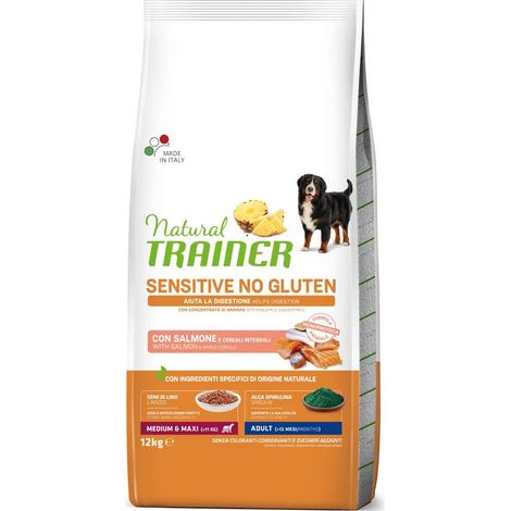 Trainer Cane Medium & Maxi Sensitive No Gluten 12 kg Salmone (1/5)