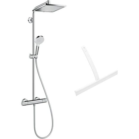 Hansgrohe Set de douche Crometta E 240 + cadeau gratuit raclette de douche en silicone, blanc (27271000-HSB) (1/5)