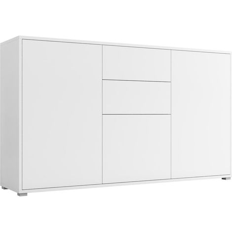 Cómoda Comfivo Fersoe 100, Blanco, Con cajones y puertas, Número de cajones: 2, 93x141x41cm (1/5)