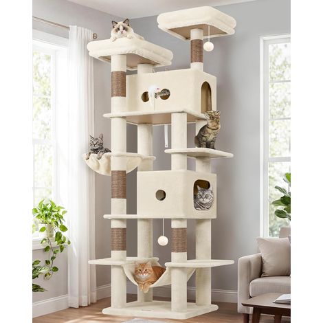 Arbre à Chat Beige XXL Stable 204cm pour 3-5 Grand Chats (1/5)