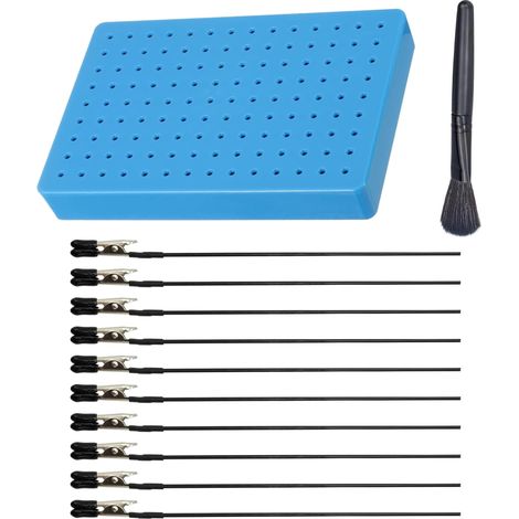 Lot de 10 Pince Crocodile avec 1Pc Support de Base pour Aérographe, Peinture Base de Support Alligator Clip Sticks avec Base Titulaire Kit de Couleur de Modélisation Bricolage (1/5)