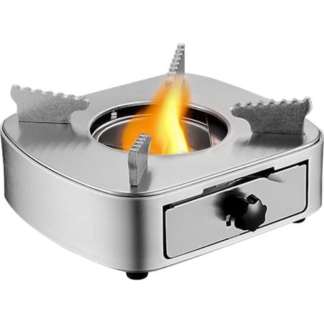 Mini hornillo de alcohol de acero inoxidable, con llama regulable y quemador tipo cajón resistente al viento, ideal para barbacoas y fondue al aire libre. (1/5)