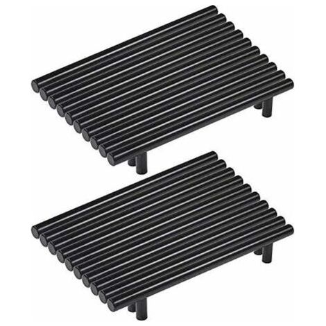 Memkey – Lot de 20 poignées de meuble en acier inoxydable noir – Entraxe 160mm – Ø 12mm – Pour tiroirs et armoires – Vis incluses (1/5)