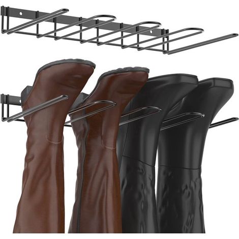 Porte-bottes mural 2 pièces - étagère à chaussures en métal - rangement pour bottes et chaussures - support de sol pour entrée, garage, couloir, débarras, placard - noir (1/5)