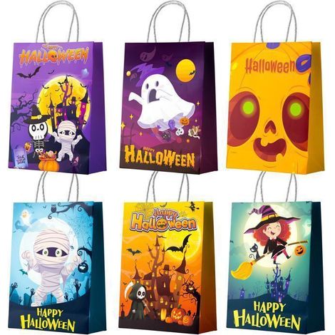 Sacchetto regalo Halloween - INBOXXARTY - 24pz - Multicolore - 20,3x15x7,9cm - Sacchetti di carta