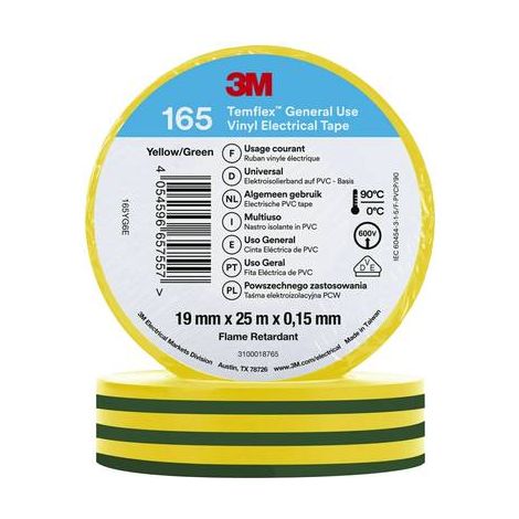 3M TEMFLEX 165 165YG6E RUBAN ISOLANT TEMFLEX 165 JAUNE (L X L) 25 M X 19 MM 1 PC(S)