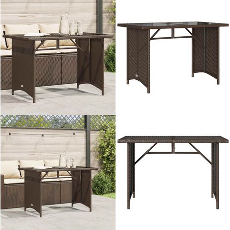 Tavolo Giardino Piano in Vetro Marrone 110x68x70 cm Polyrattan - Tavolo in vetro - Rattan PE