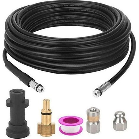 Sonde débouchage tuyau haute pression 10m – 4 adaptateurs – pour nettoyeur haute pression (1/5)