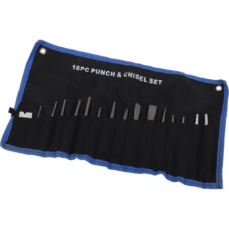Jeu de 16 poinçons et burins de mécanicien, pointe, centre, biseau, froid, jauge (1/5)