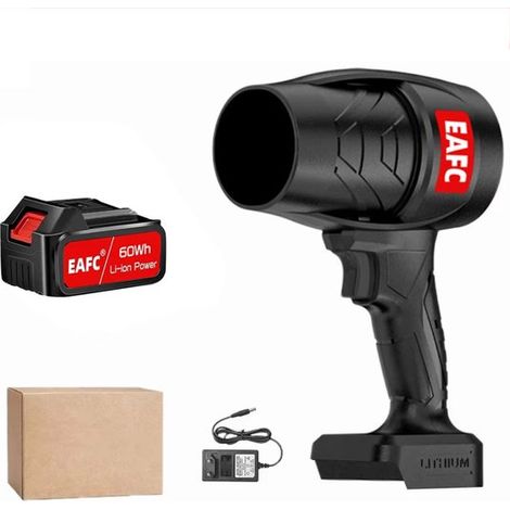 Souffleur électrique - Souffleur de feuilles - Souffleur à main - Souffleur d'air sans fil - Séchoir de voiture - Ventilateur turbo - Souffleur de poussière - 350 W - Moteur sans balais - 1 batterie - (1/5)