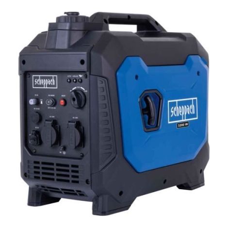 Scheppach – Groupe électrogène Inverter 3500W – 3200W nominal – 4.8 CV – Autonomie 6h – Niveau sonore 68 dB – 2 prises 230V et USB 2.1A - SG3500i (1/5)