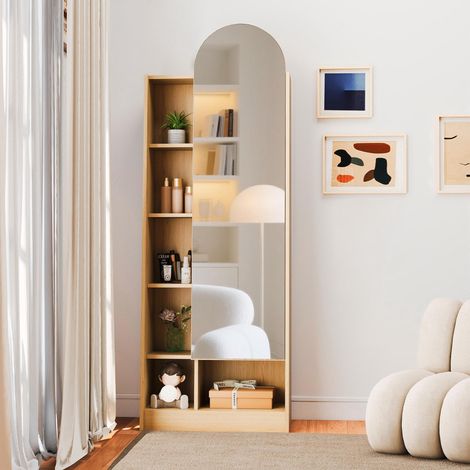 Armoire à chaussures, porte miroir, penderie, miroir de maquillage avec espace de rangement, armoire haute, réglables,
