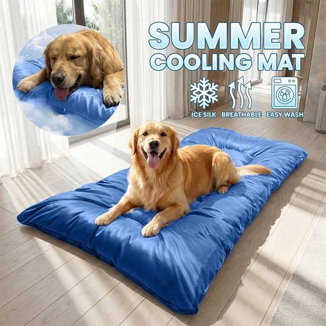 Cool summer dog basket, made of cool, breathable and washable fabric, measuring 60 x 120 cm, blue. (1/5)