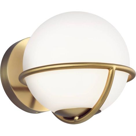 Wandlampe Wandleuchte Flurlampe LED Glaskugel weiß Schlafzimmerleuchte messing (1/5)