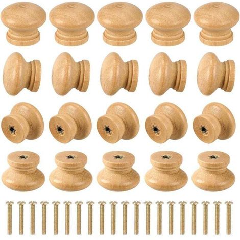 20 pieces wooden drawer knobs, unfinished round cabinet knobs, approx. 2.7 cm furniture drawer knobs, mini wooden drawer knobs, wooden handles for drawers. (1/4)