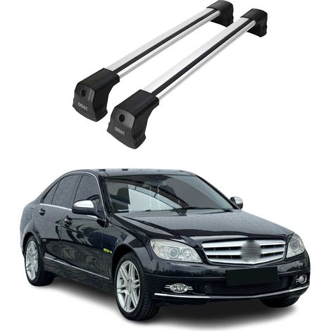 OMAC Barres de toit compatibles avec Mercedes Classe C W204 2007-2014 – 2 barres – Antivol inclus – Aluminium Argent (1/4)