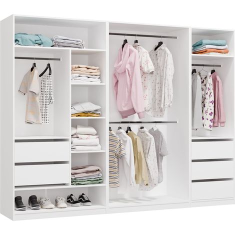 OPENO SET 260/200 - Armadio modulare - Cassetti Barre Mensole - 260x200x50 cm - BIANCO (1/5)