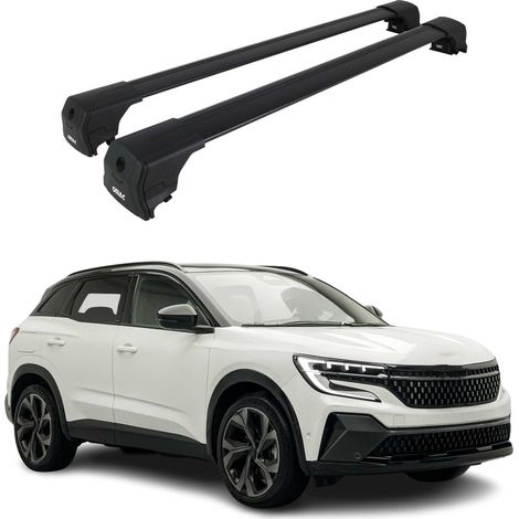 OMAC Aluminium Dachträger Querträger für Renault Austral 2022-2026 – City Crash – ISO/PAS 11154:2006 – Abschließbar – Max. 75 kg – 2 Stangen Schwarz