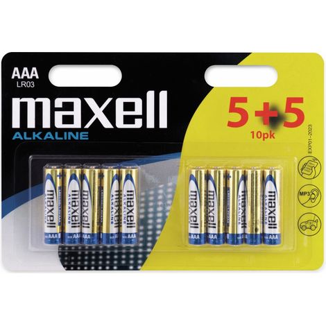 Micro-Batterie MAXELL, Alkaline, AAA. LR03, 10 Stück (1/2)