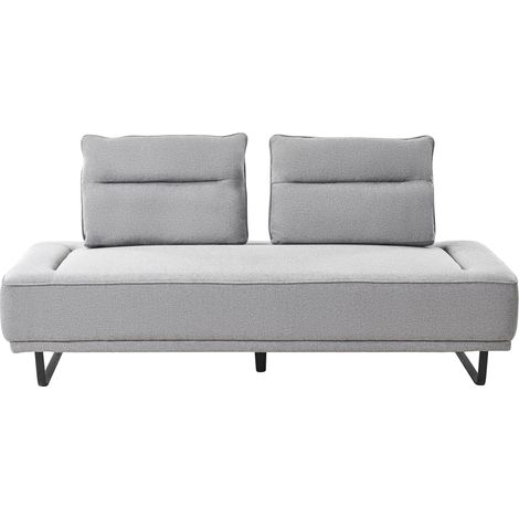 Canapé Moderne Rembourré Tissu 3 Places Pieds en Fer avec Dossier Réglable Gris Faxen