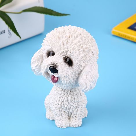 Figurine Chien Hoche-Tête Blanc - Décoration Intérieure Voiture, Jouet Animé pour Tableau de Bord (1/5)